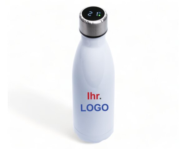 Edelstahl-Flasche mit Thermometer mit Ihrem Logo