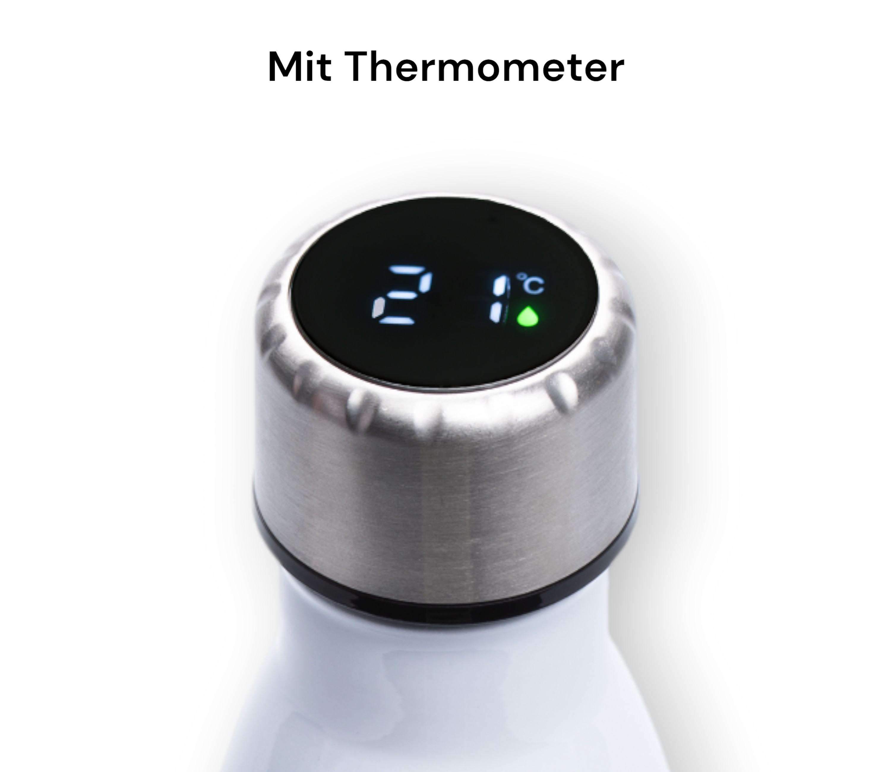 Edelstahl-Flasche mit Thermometer mit Ihrem Logo