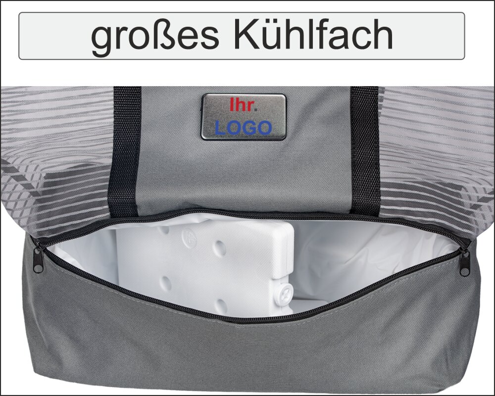 Mesh Beachbag mit Kühlfach als bedruckter Werbeartikel