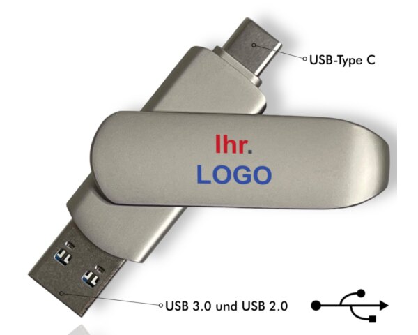 USB Stick Dual 64 GB als bedruckter Werbeartikel